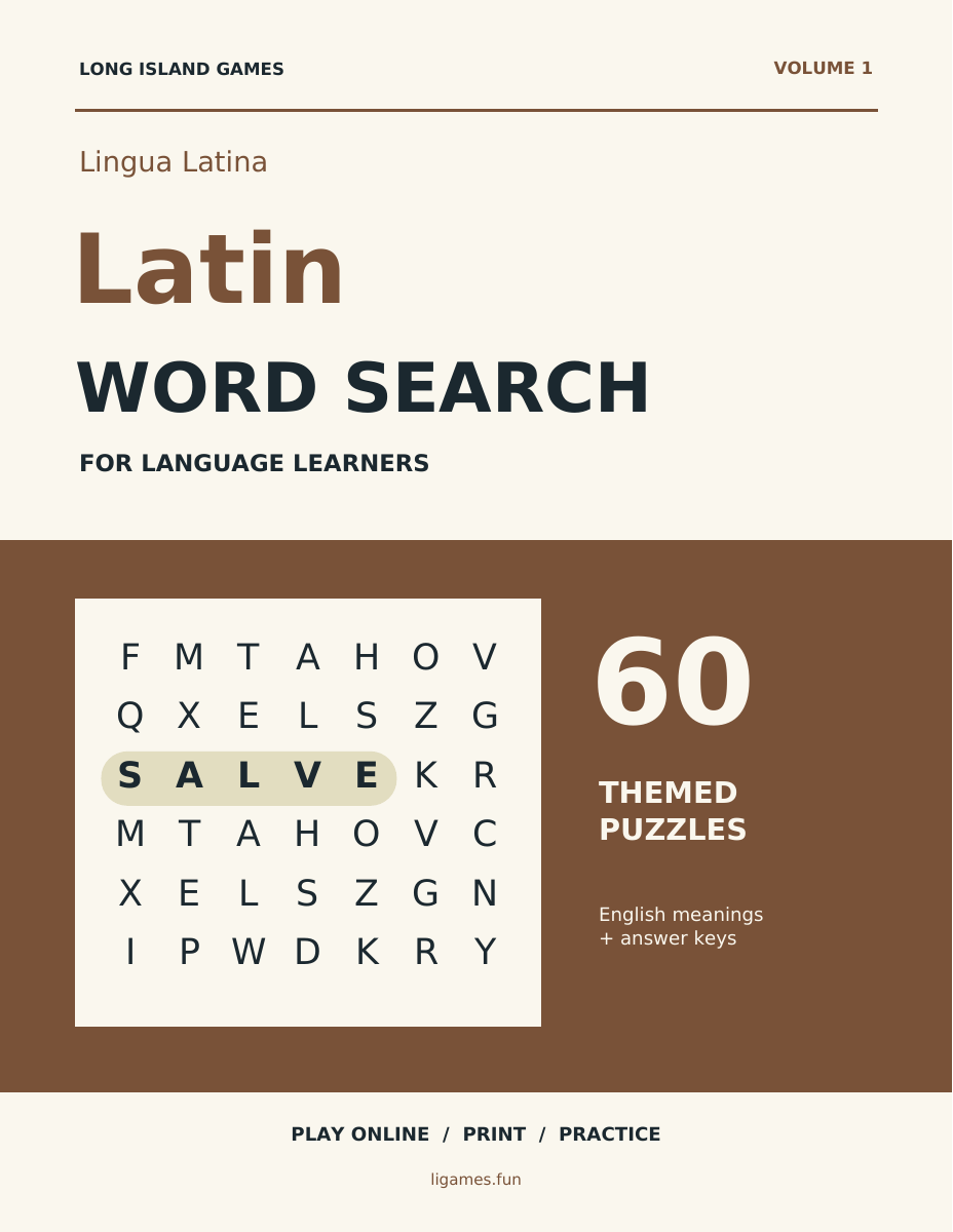Latin Word Search for Language Learners, Volume 1 cover